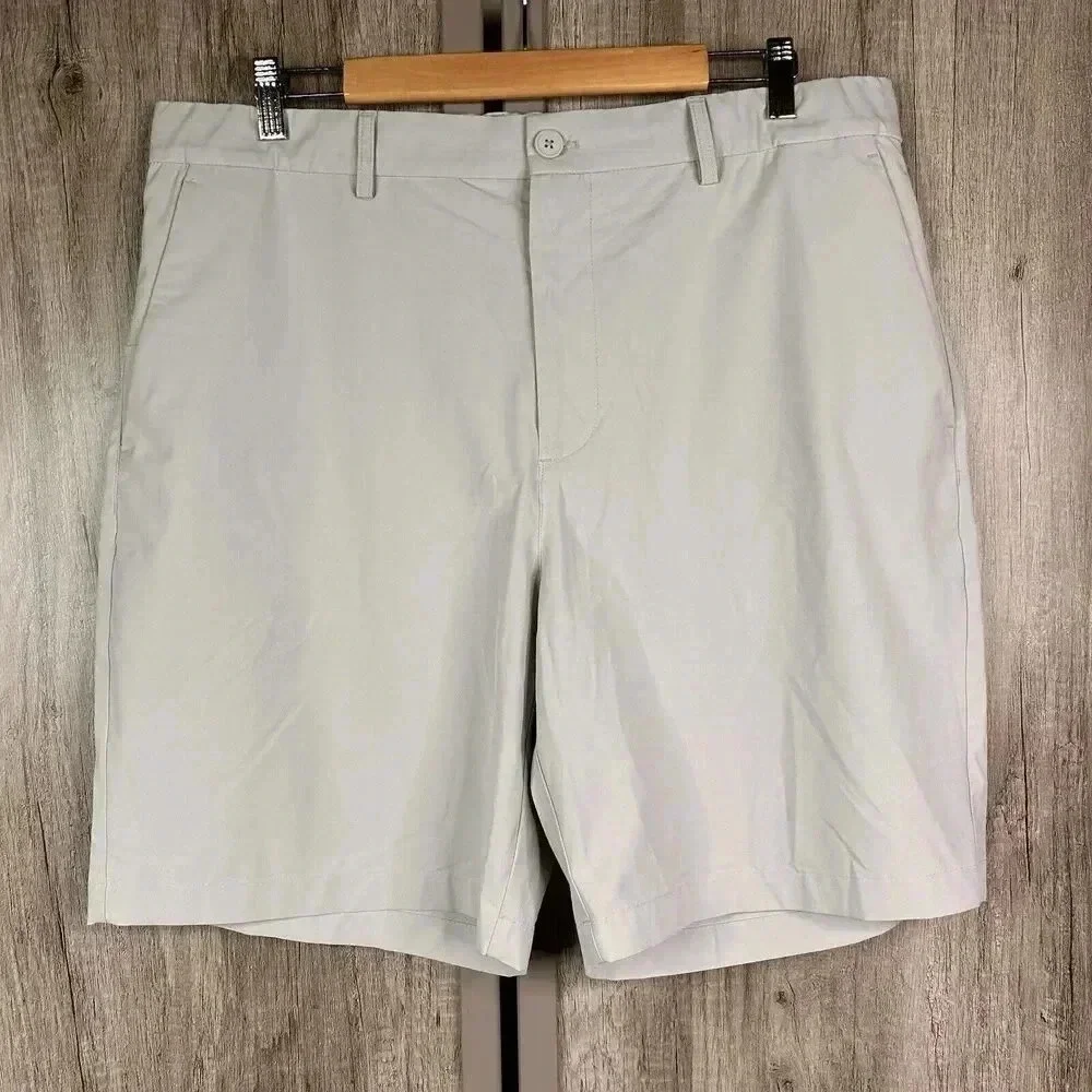 Brady Mens Short Chino Flat Front Gold Pickleball Light Grey Color Size 38